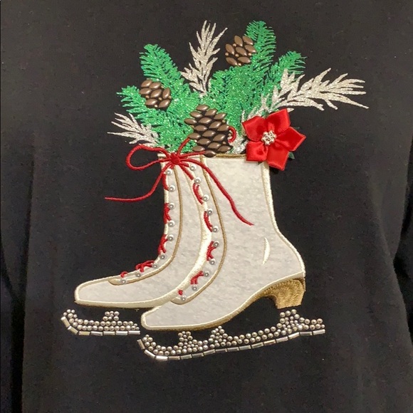 Karen Scott Ice Skates Embellished Top XL - Picture 2 of 4